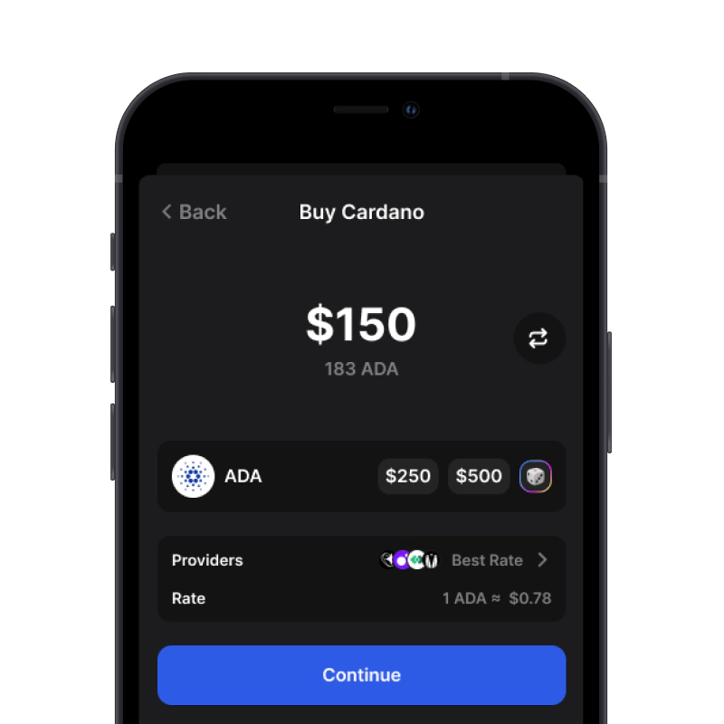 Buy ADA (ADA) with credit card using gem wallet