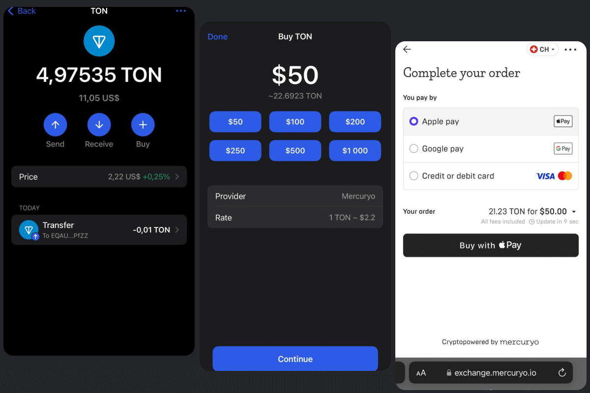 Buy Ton via Mercuryo